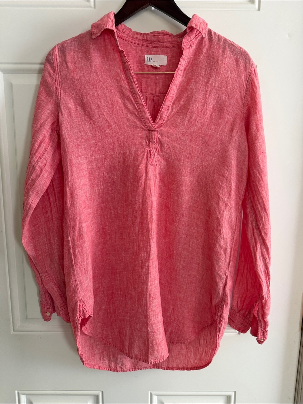 GAP Coral-Pink Linen Popover Tunic